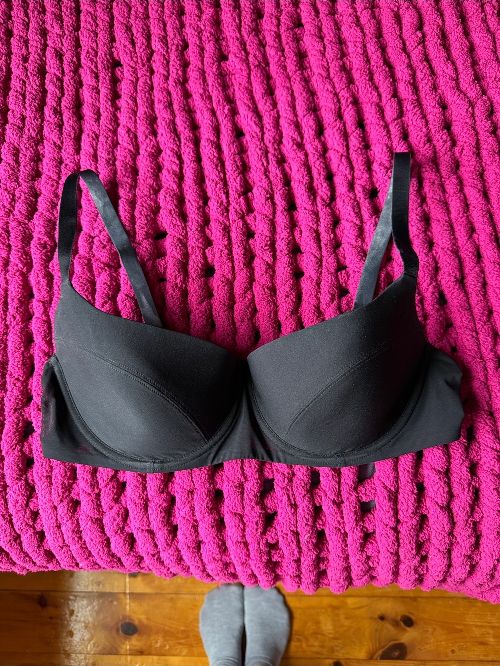 Wolford Black Molded Underwire Swim Bra with Adjustable Straps